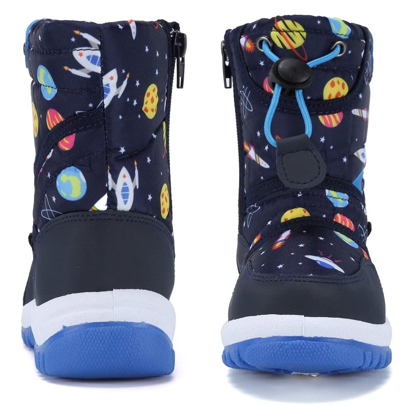 CIOR Winter Snow Boots for Boy and Girl Outdoor Waterproof with Fur Lined(Toddler/Little Kids) U120WXZ014-Space blue-24 - Image 5